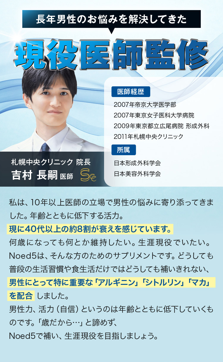 長年男性のお悩みを解決してきた現役医師監修